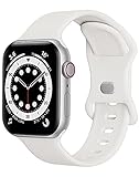 Watch Band Compatible with Apple Watch Band 38mm 40mm Women Men iWatch Band Soft Silicone Sport Strap Wristband Compatible with Apple Watch Series 6 5 4 3 2 1 SE (White,38/40mm,S/M)