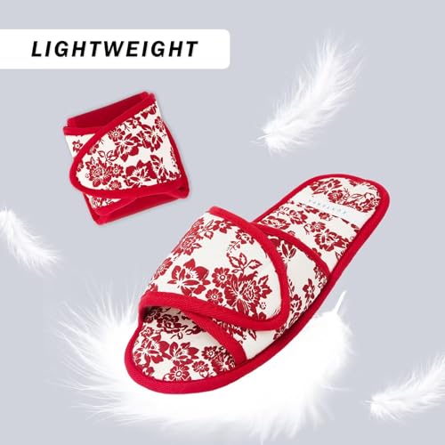 Image of EUXTERPA Women Travel Slippers, Adjustable Ladies Slipper, Lightweight Easy Carry Foldable Travel Slippers with Storage Bag