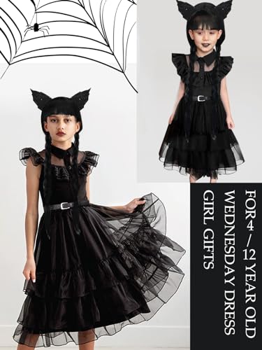 Vestido negro de disfraz para niñas 4-5 años miniatura 3