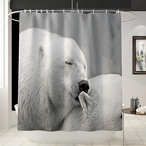 Daesar 2 Bären Badematte Waschbar 45x75CM, Badvorhang 180x180CM Anti-Schimmel, rutschfest Konturmatte Toilettensitzbezug… – Bild 3