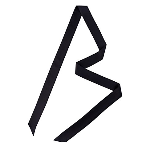 Women's Long Narrow Silky Ribbon Neck Tie Choker Belt Scarf, Black, One Size