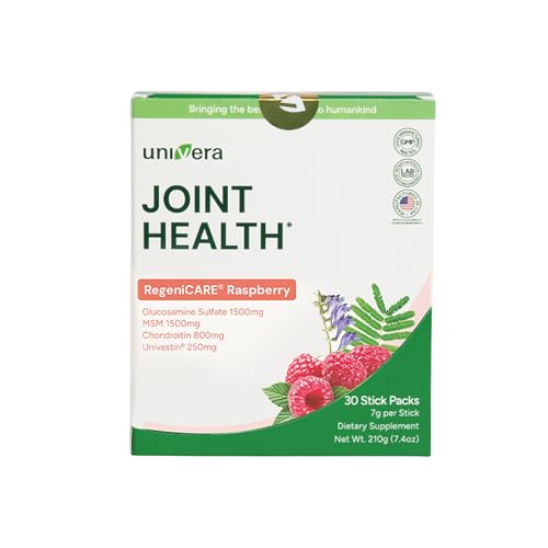 Glucosamine, Chondroitin, MSM with Univestin | Joint Support Powder Drink Mix for Mobility & Flexibility | Raspberry Flavor | 30-Day Supply (7g x 30 Sticks)