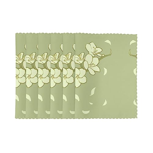Set de table bégonia lavable en lot de 6 pièces format rectangulaire 30x45 cm