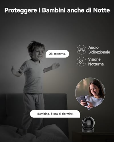 Imou Telecamera Wi-Fi Interno, Videocamera Sorveglianza Interna 5MP, Visione Notturna& Audio Bidirezionale, Rilevamento Umana/Animali con Tracciamento Intelligente, Compatibile con Alexa, Rex 3D 5MP - 4