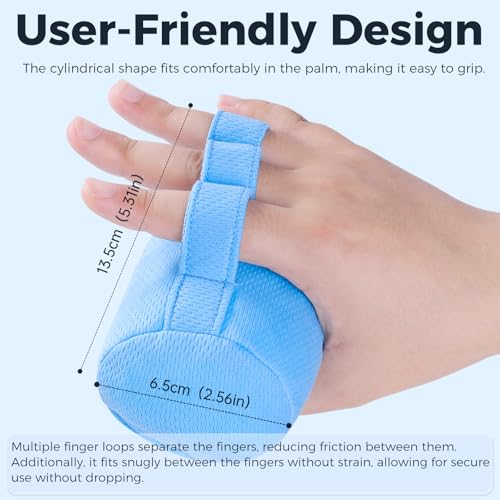 Palm Grips, Hand Contracture Cushions, Finger Grips, Finger Splitter, Palm Protector for Hand Contracture, Grip Strengthener Pad, Stress Relief, for Elderly Care, Washable, Blue, 1 Pcs