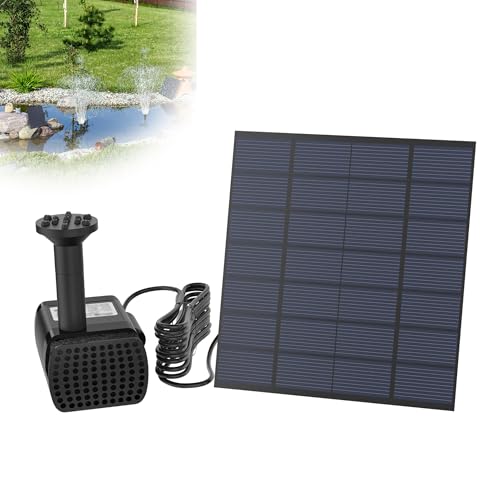 XMTECH Solar Teichpumpe Springbrunnen Kit Solar Springbrunnen Pumpe, 1.8W 7V Solar Wasserpumpe für Garten, Fisch-Behälter, Kleiner Teich,Vogelbad 180L/Std