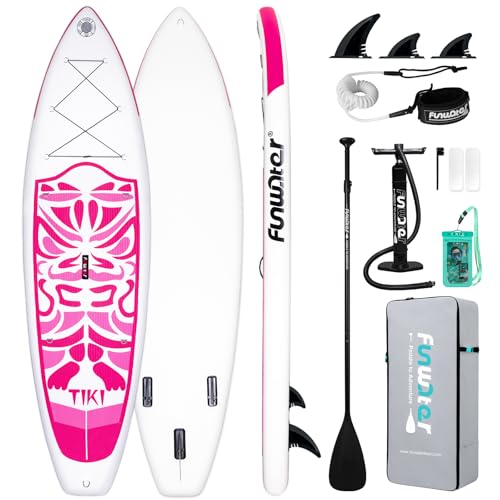 FunWater Paddle Surf Hinchable Tabla de Paddle Surf Stand Up Paddle Board Tiki Sup para Adultos y Jóvenes Premium Antideslizante (Pink, 320 * 83 * 15 CM)