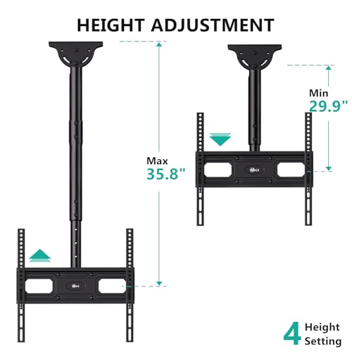 Image of WALI Ceiling TV Mount Long Arm, Full Motion Adjustable Bracket Fits Most LED, LCD TVs 26 to 65 inch, up to 99lbs, Height Extension up to 35.8 Inch, Mounting Holes up to 400x400mm (CM2665XL-P), Black