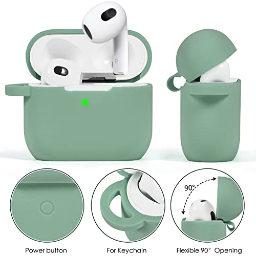 Image of VISOOM Case for Airpods 3 Pink Airpods 3rd Cases 2021 Silicone for iPod 3 Earbuds Case Cover Women Wireless Charging Case with Accessories Girl Bling Keychain for Apple Ear Buds 3rd Generation