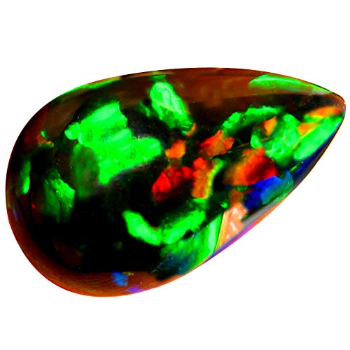 Opale noire éthiopienne de 3.51 ct, une gemme poire cabochon haut de gamme