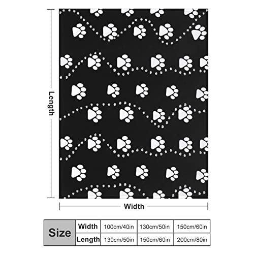Fleece Throw Blanket For Couch Sofa Bed, Dog Paw Print Style Black Soft Fuzzy Boys Grils Toddler Blanket, Premium Anti-Static Throw For Home, Office, Travel Car, Bedroom Living Room, 40"X50" #TOP6