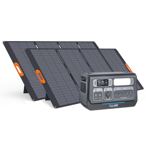 Image of ALLWEI 2400W Portable Solar Generator +2x400W Solar Panel, 4800W Surge