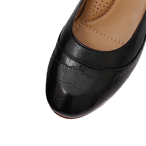 Image of Mona flying Women's Leather Closed Toe Mid Heel Wedges Comfy Dress Pumps