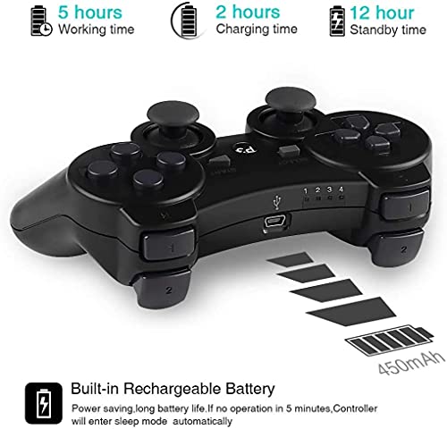 Kolopc Wireless Controller Compatible For Ps3 Console, Double Vibration, 6-Axis Gyro Sensor, Upgraded Joystick Motion Gamepad With Charging Cable (Black Skull And Galaxy) #TOP3