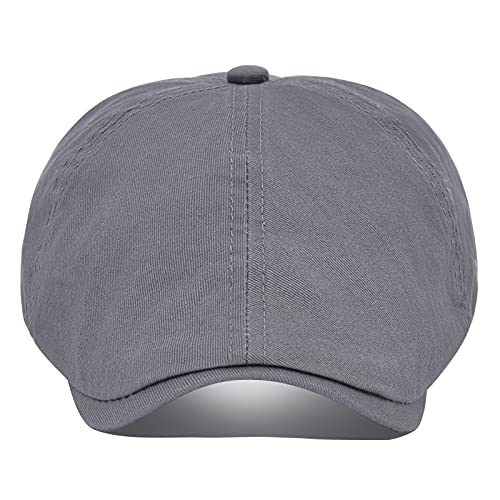 Voboom Cotton Washing Flat Cap Cabbie Hat Gatsby Ivy Irish Hunting Newsboy (Dark Grey) #TOP1