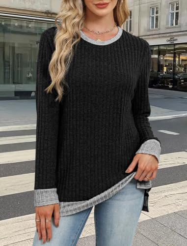 Image of Sampeel Long Sleeve Shirts for Women Tunic Sweaters Fall Fashion Outfits | Sweaters for Women, Early Fall Fashion Must Haves 2026, Long Tunic Tops, Vacation Outfits, Autumn, Plus Size Blouses