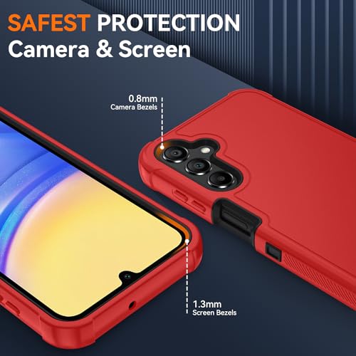 Suncasetor Case for Galaxy A25 5G Case, Samsung Galaxy A25 5G Case with HD Screen Protector [3 Layer] Military-Grade Heavy-Duty Shockproof Protective Phone Case for Samsung A25 5G,Bright Red/Black by Suncasetor - Image 6