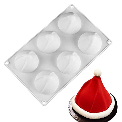 Panlom Moule à gâteau en silicone 3D en forme de chapeau de Noël 6 cavités Cover
