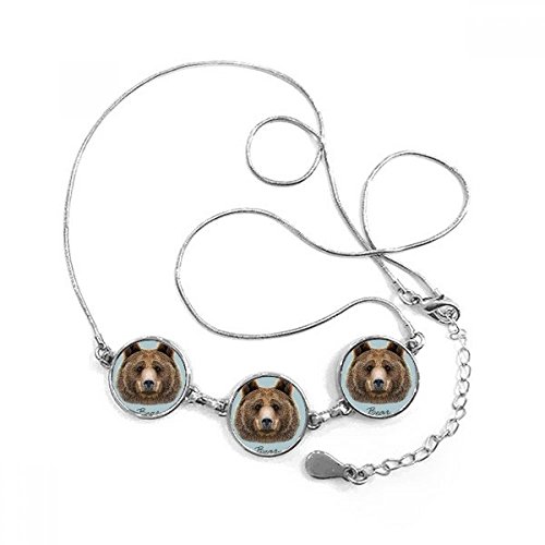 Collier ours brun pendentif géant rond chaîne décoration cadeau idéal anniversaire