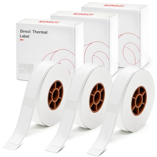 Label Maker Tape for NIIMBOT D11 D110 D101 Label Printer 3 Rolls 0.47 x 1.57 (12x40mm) White Label Paper Strong Self-Adhesive Thermal Labeling Tape Replacement for Home Office School