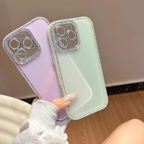 Coque iPhone 16 Pro Max strass rigide antichoc violette et brillante