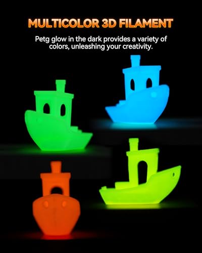 Image of TECBEARS Glow in The Dark Petg Filament，Neatly Wound 3D Printer Filament Bundle，250g /Spool, 8 Packs (2 Spool of Black Petg and 6 Spool of Glowing Blue /Green /Red /Yellow)