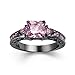 Skcess Eheringe Schwarz Vergoldet, Vintage Ringe Schwarz Rosa Klassischer Schlichter Ring Zirkonia Verlobungsringe Größe 52 (16.6)