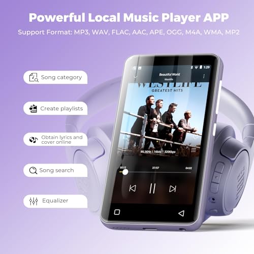 Image of 32GB MP3 Player with Bluetooth and WiFi, innioasis Music Player with Spotify,Pandora,Amazon Music,4 inch Touch Screen Android MP4 MP3 Player for Kids with Libby,Audible,Spotify Kids (Purple)
