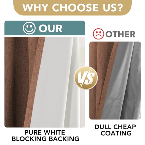 Image of H.VERSAILTEX Linen Blackout Curtains Durable Thick Textured Linen Look 100% Blackout Patio Door Curtain Anti Rust Grommet Extra Wide Sliding Door Curtain Panel, W100 x L84 inch, Washed Spice