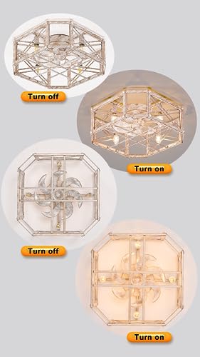 21'' Flush-Mount Ceiling Fan with Dimmable-Light Remote Control, Reversible-Motor, 6 Wind Speeds, Perfect for Bedroom, Living Room, Kitchen, Outdoor Gazebo, Patio, Low-Profile Design Retro Cage - Image 7