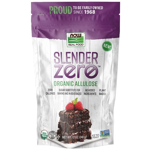 NOW Real Food Slender Zero Organic Allulose Zero Calories Sugar Substitute for Baking and Beverages No Added Ingredients Plant Based 12 oz (340 g)