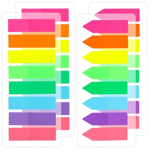 Mr. Pen- Page Markers Sticky Tabs, 800 pcs, Colored Translucent Arrow Flags for Page Marking, Fluorescent Index Tab Stickers for Notebooks, Small Sticky Notes Flags