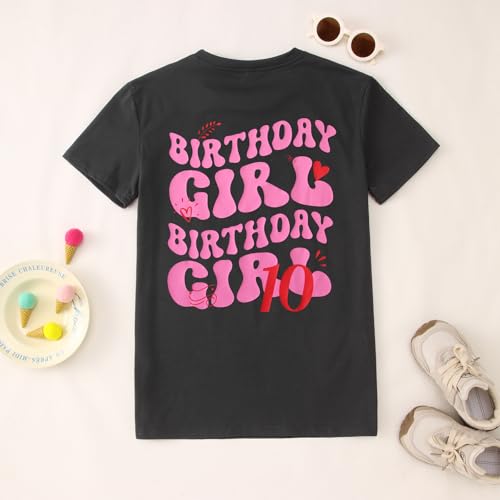 Image of GLIGLITTR 10th Birthday Girls Shirt 10 Year Old Birthday Girl Tshirt Est 2015 Kids Girl Ten Bday Party Short Sleeve Tee Tops