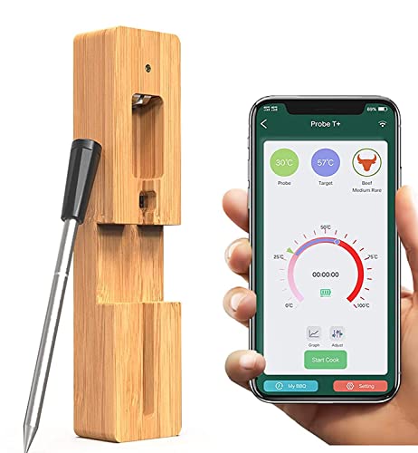 Winnes Fleischthermometer Wireless bratenthermometer Wireless Meat Thermometer für BBQ, Ofen, Grill, Küche, Raucher, Rotisserie | 165 Feet Wireless Bluetooth Reichweite | iOS und Android App