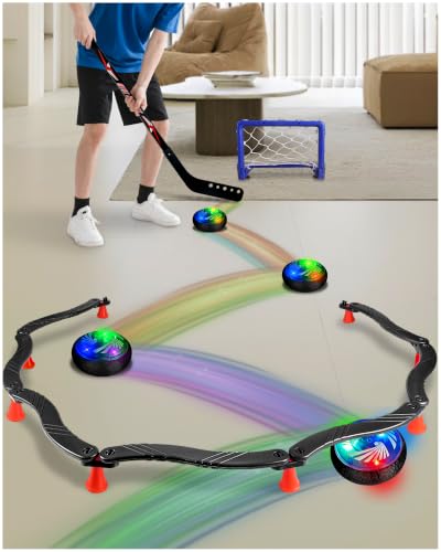 Image of Hockey Stick Handling Trainer - Adjustable Hockey Training Equipment Set with Hover Soccer Ball, Mini Goal & Sticks - Improve Skills & Coordination for Kids & Teens