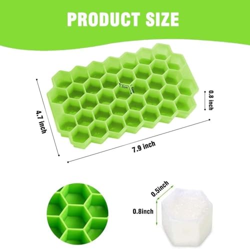 Image of Silicone Honeycomb 37 Cavity Ice Cube Tray for Freezer Moulds Small Cubes Whiskey Fridge Bar Soft Ice Cube Tray -Pack of 1