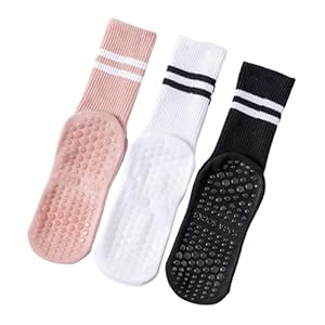 Calcetines de pilates con empuñaduras para mujer: bonitos calcetines antideslizantes para yoga, para hospital, barra de baile, entrenamiento