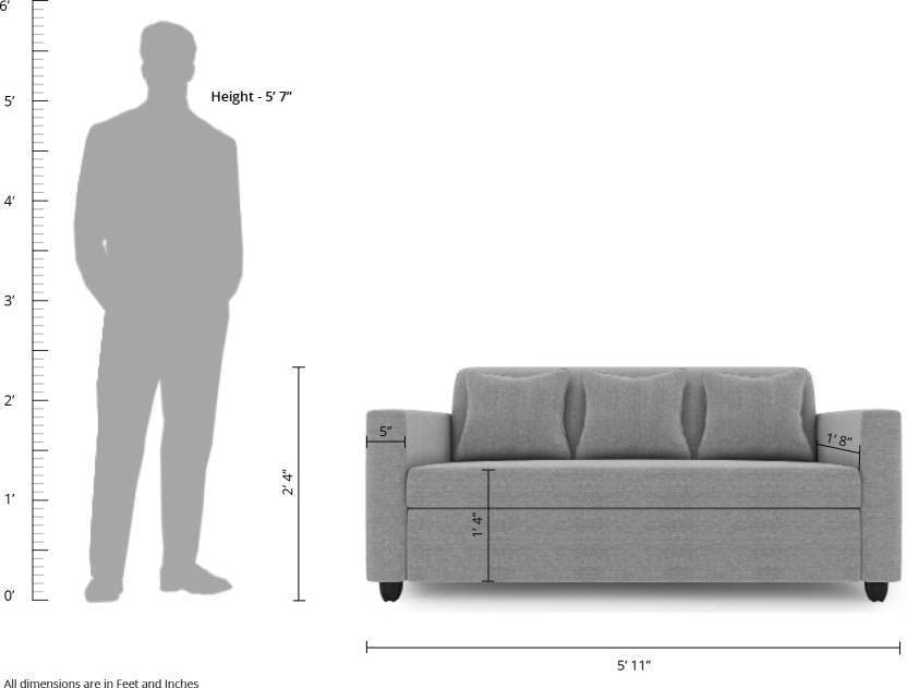 Image of Bharat Lifestyle Lexus Fabric 5 Seater Sofa Set (Light Grey)