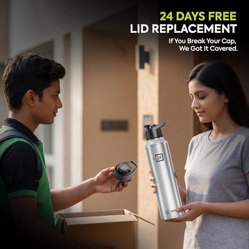 Image of PEXPO Water Bottle 1 ltr Go24 Stainless Steel Sports /Fridge Bottle with Sipper Cap | Single Wall | For Home, Office, Gym, Travelling | Lightweight | BPA Free | Craft Pro 950ml | Silver