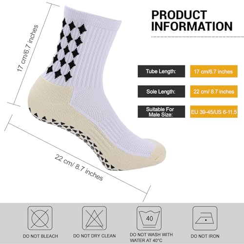 Ultrafun 5 Pairs Mens Grip Soccer Socks Non Slip Cushioned Crew Football Sports Socks2