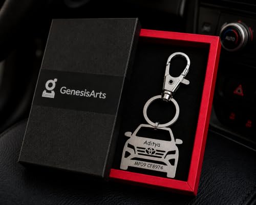 Image of Personalized Stainless Steel Key Chain /Key Ring | Durable, Compatible with All Models | Customized Car Number Plate | Ideal Gift for Him (Silver)