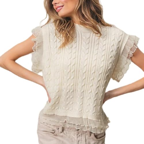 Image of Women Graphic Sweater Vest Y2k Knit Tank Top Lightweight Pullover Top