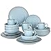 vancasso serie Navia Oceano Vajillas de 20 piezas Vajillas Completas de Gres Esmaltada para 4 personas, con Tazas Cuencos, Platos Llanos y Hondos, Platos de Postre, Azul Claro