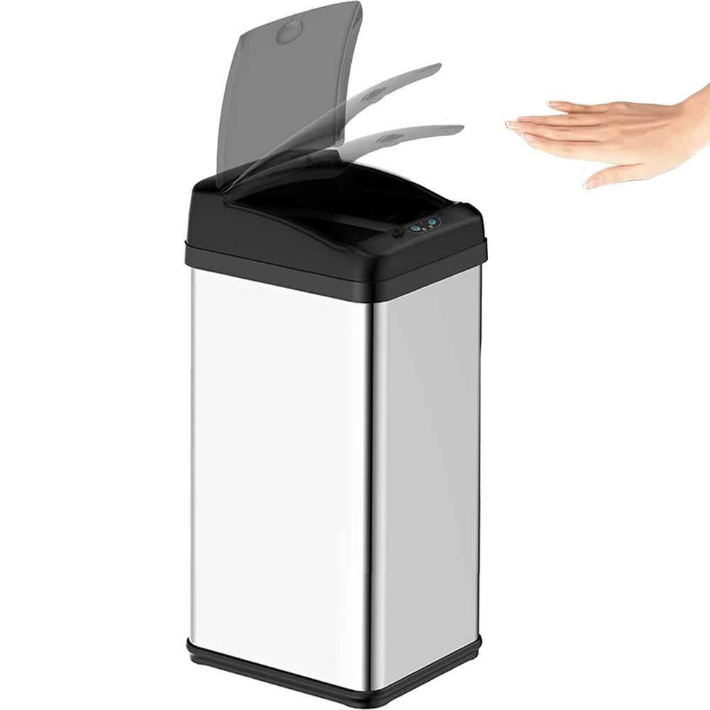 Pattumiera Con Posacenere In Acciaio 30L Bakaji - Per Esterno E Interno, Design Elegante, Nero