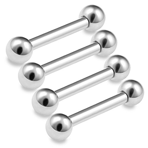 Bodyjewellery BARBELL ST 1.6X81012 B4 L4 10MM 4Pcs 14G Barbell Earring Cartilage Triple Forward Helix Stud Anti Tragus Lobe Rook Jewelry Surgical Steel 4Mm Ball cover