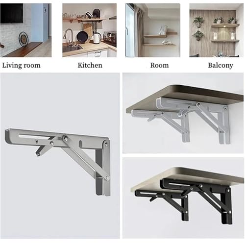 Supports d'étagère rabattables en acier inoxydable 12" pour table murale - 6