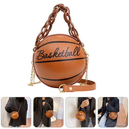 Bolsa de mão Valicclud moderna em forma de basquete, bolsa de mão transversal moderna, Marrom, 17x17
