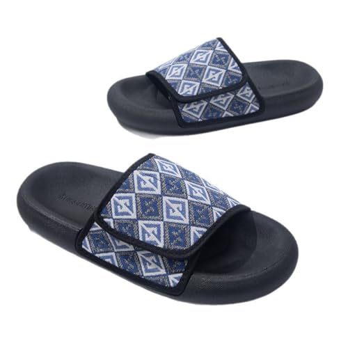 Premium Comfort Fashion Diamond Pattern Slides Flat Sandals Summer Slippers For Men Non Slip Indoor Outdoor Footwear