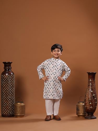 Image of Pro-Ethic Style Developer Boys Heavy Cotton Printed Kurta and Pajama Set for Kid's Ethnic Wear (S-280)