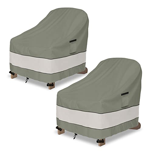 Aacabo Outdoor Adirondack Chair Cover 2 Pack,Waterproof 100% Patio Chair Covers,30W x 34 D x 36 H inches,Patio Adirondack Chair Cover for Outdoor Chair -Grayish Green
